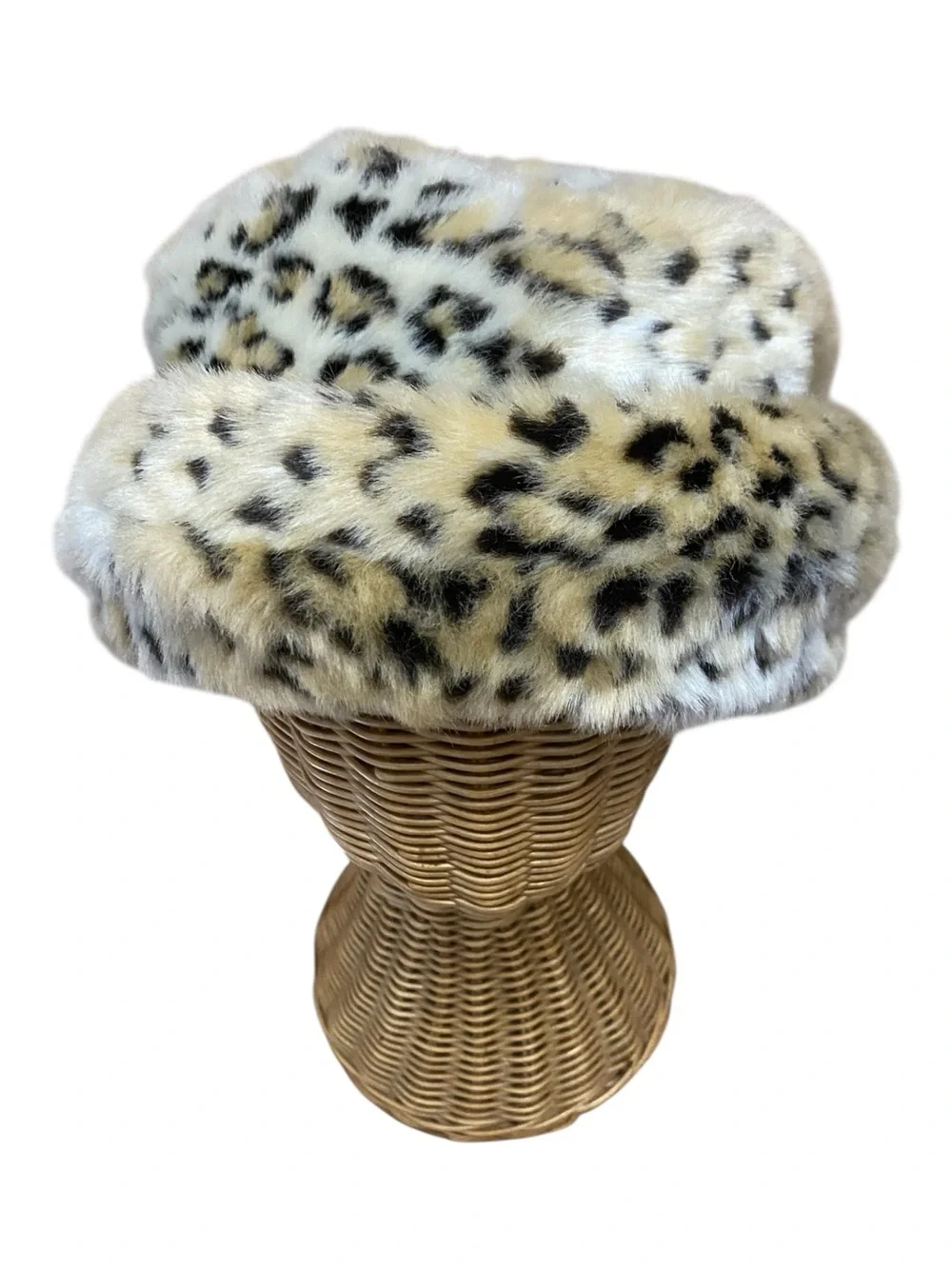 Womens Vintage Y2k Leopard Print Bucket Hat Size M/L Winter